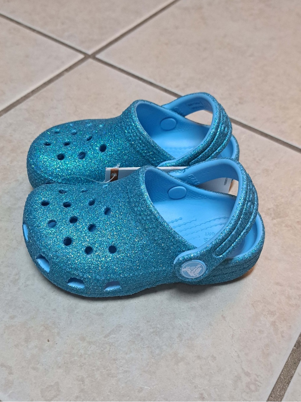 Crocs Classic Iridescent Glitter Clog - Blue - Size Toddler Little Kid C7